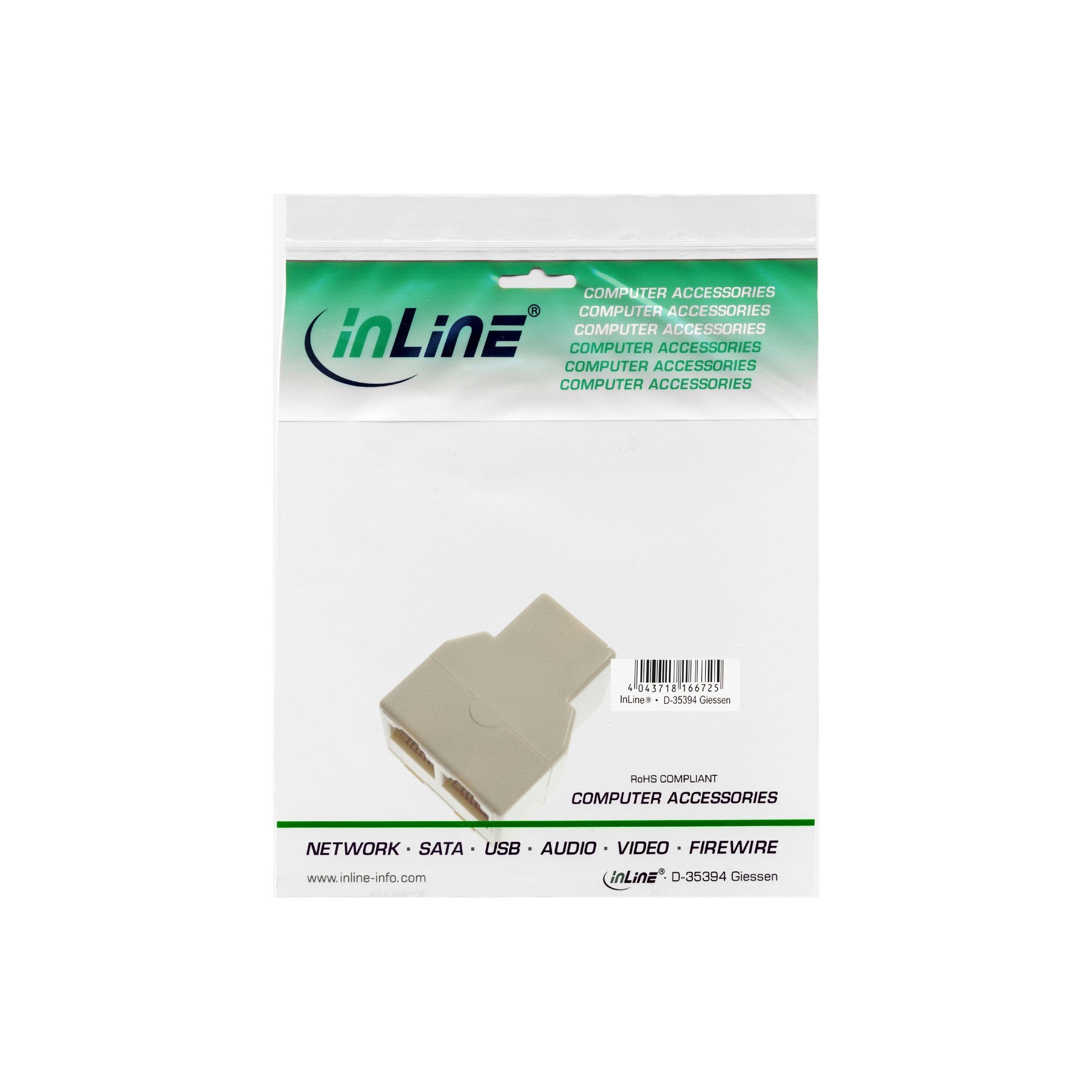 EAN 4043718080823 - InLine 69999B cambiador de género para cable RJ12 female 2 x RJ12 Blanco imagen 3
