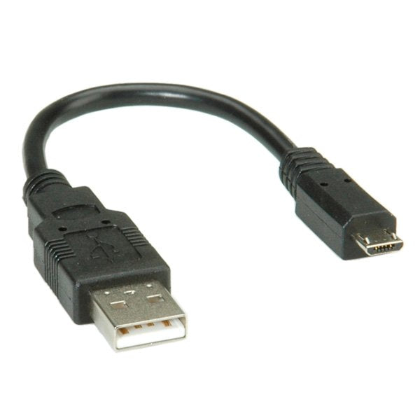 Roline Usb 2.0 Cable, Usb A St - Micro Usb B St, Schwarz, 0,15 M