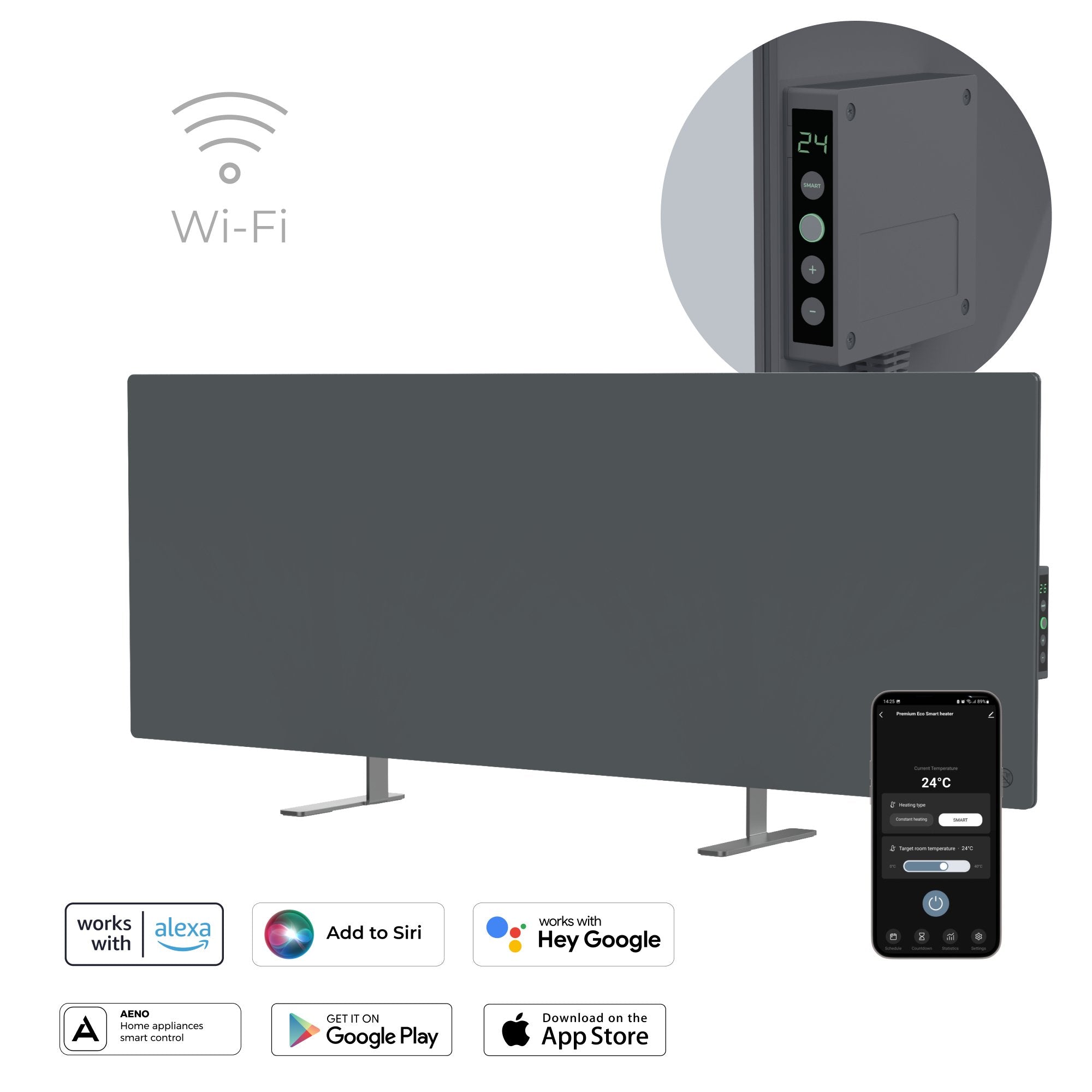 Radiador De Infrarrojos Aeno Premium Eco Smart Led Gh5s 700w Gy
