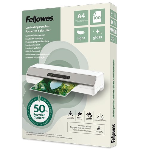 Fellowes Laminierfolie A4 Light Gloss 100er Pack