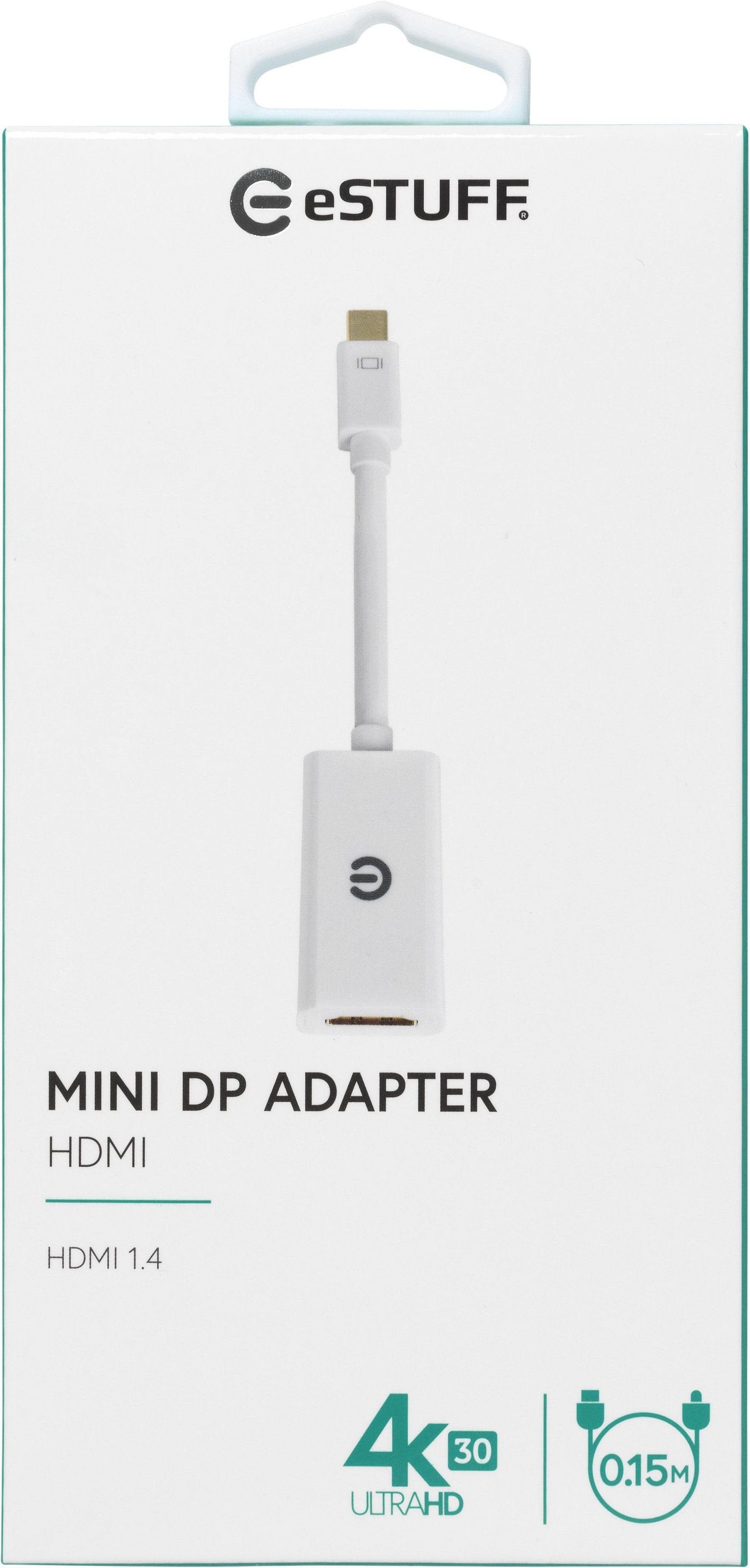 EAN 5706998232700 - eSTUFF ES607801 adaptador de cable de vídeo 0,15 m Mini DisplayPort HDMI tipo A (Estándar) Blanco imagen 4