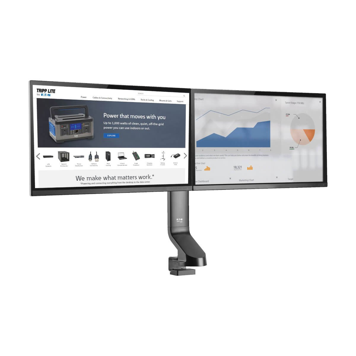 Eaton Tripplite Series Dual-Display Monitor Arm With Desk Cl