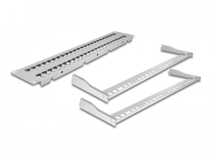 Delock Patch Panel Keystone De 19" De 48 Puertos Con Alivio De Tensión 2u Gris