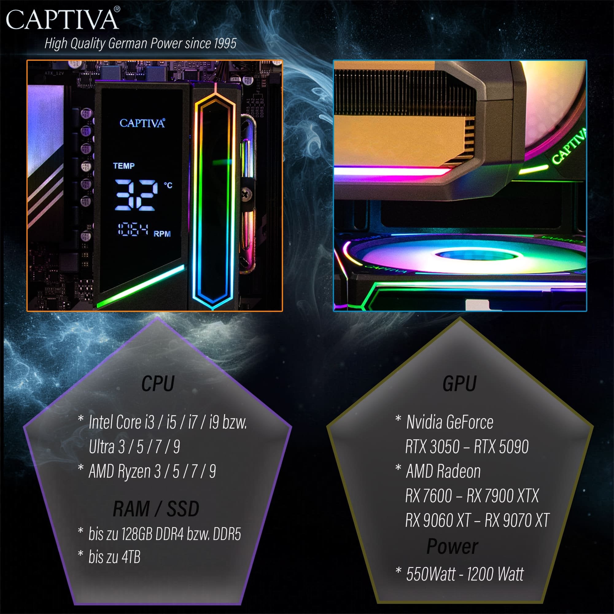 EAN 4046373925867 - CAPTIVA 92586 PCs/estación de trabajo AMD Ryzen™ 7 5700X 32 GB DDR4-SDRAM 1 TB SSD NVIDIA GeForce RTX 506 imagen 7