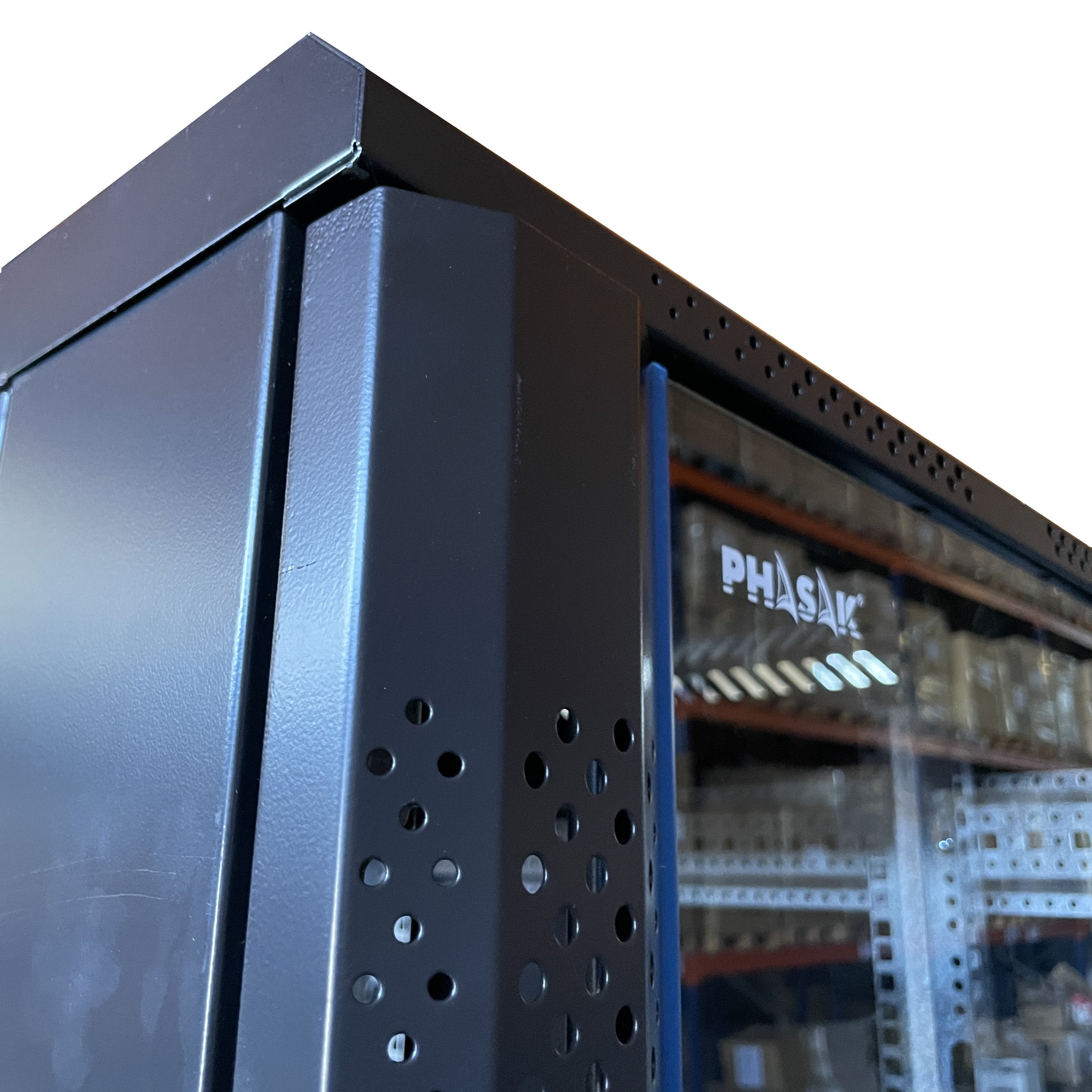 Armario Rack Mural 19" Phasak 15u 600x600 Negro + Ventilacion/Luz Azul