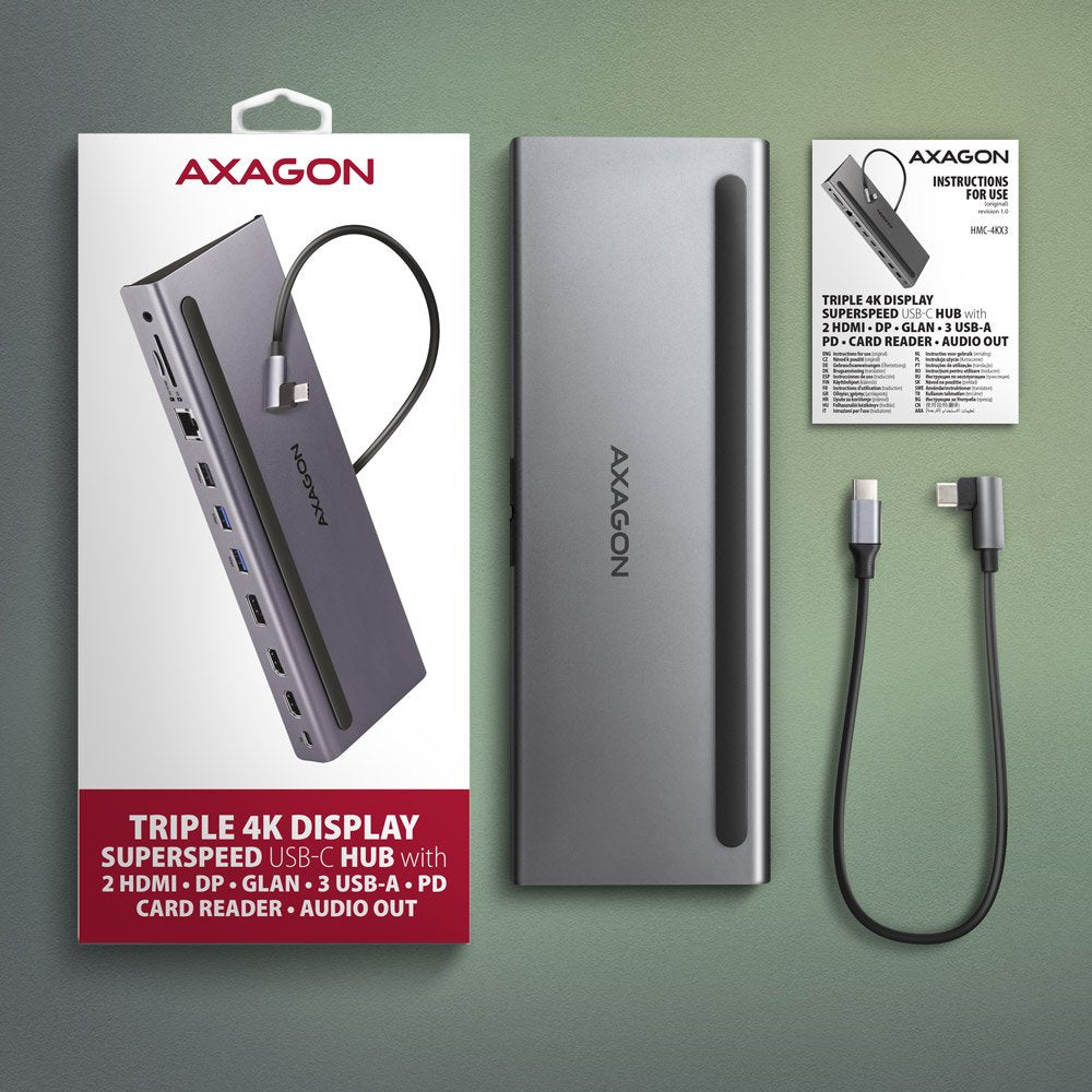 EAN 8595247907608 - Axagon HMC-4KX3 base para portátil y replicador de puertos Alámbrico USB 3.2 Gen 1 (3.1 Gen 1) Type-C Gri imagen 13