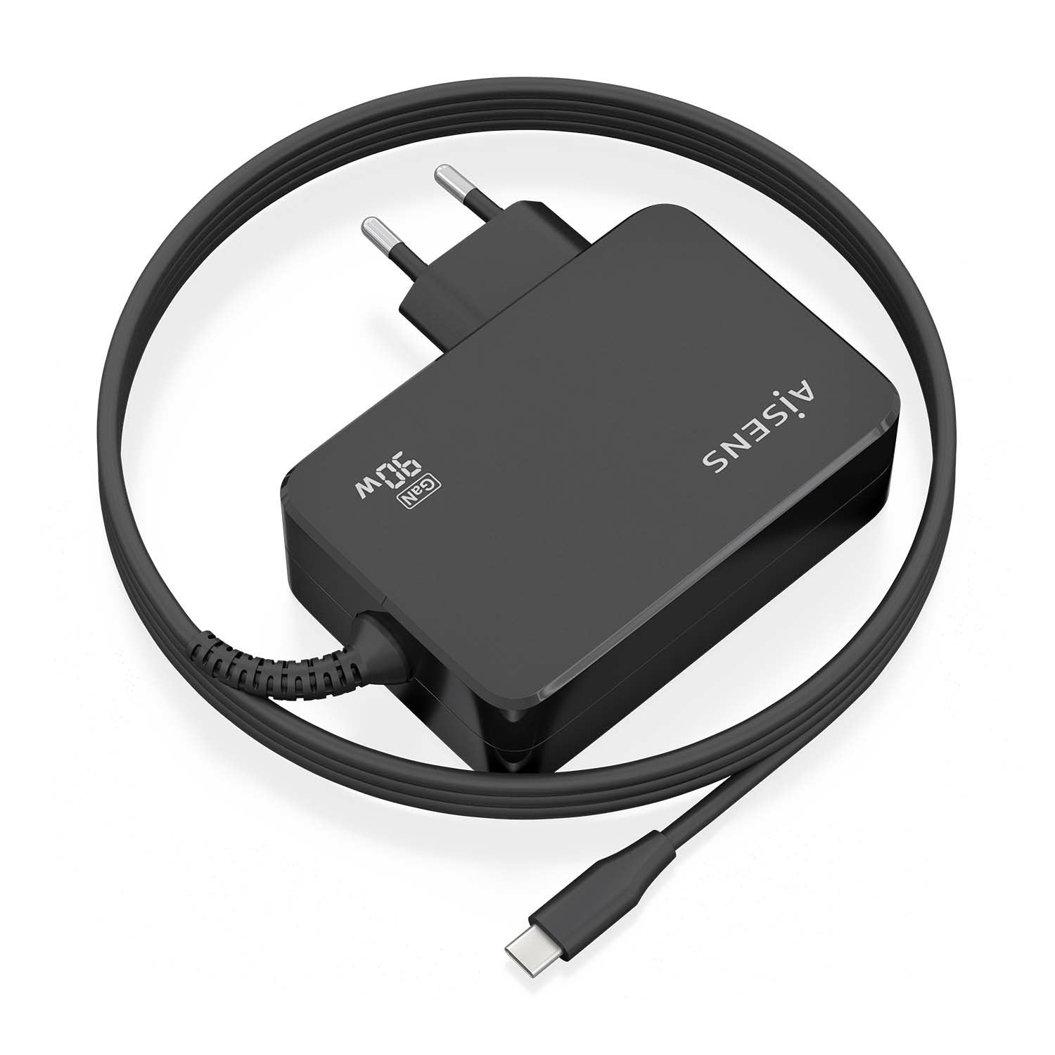 Aisens Cargador Gan 90w Pd3.0 1xusb-C 1.8m, Negro