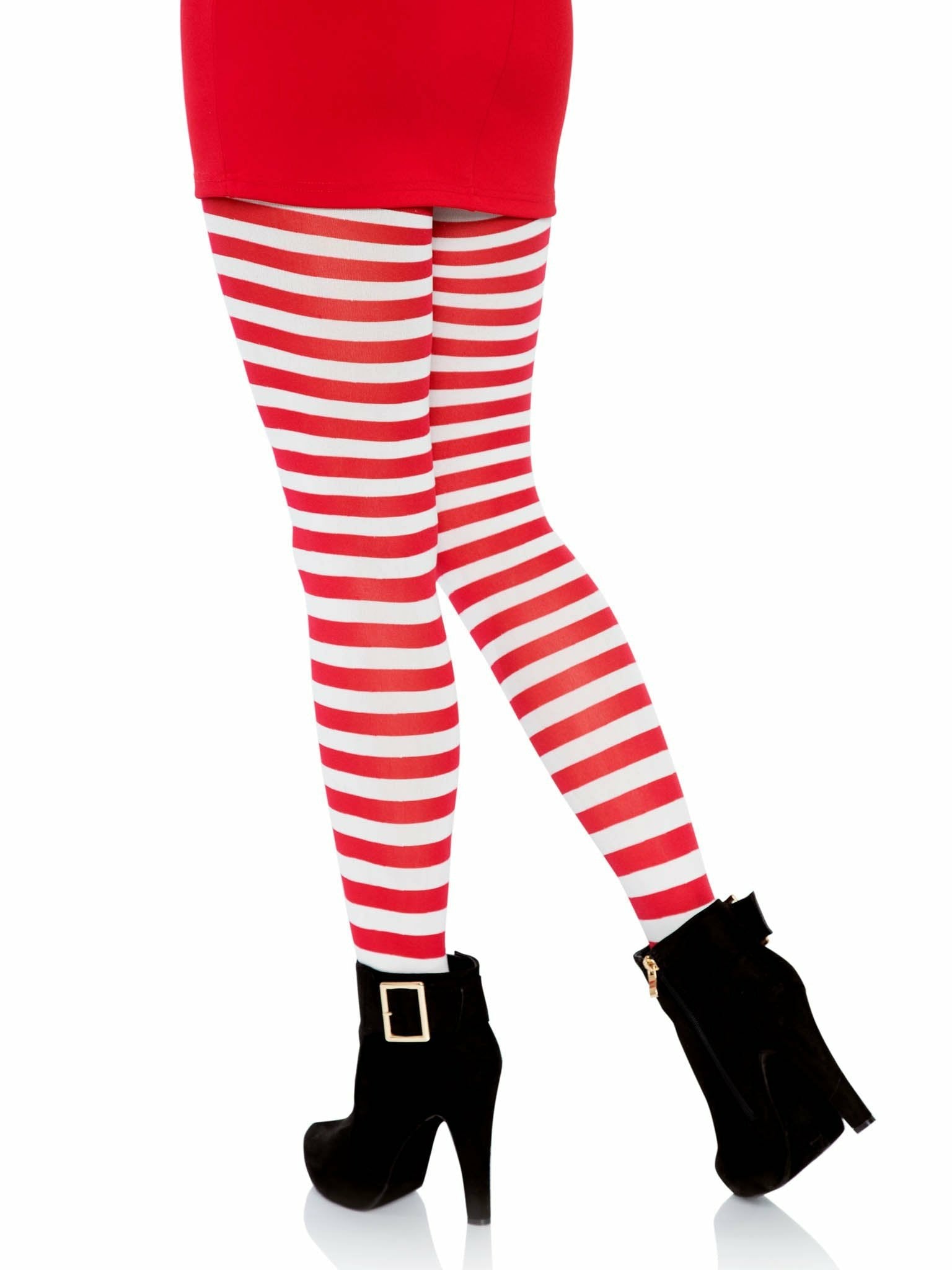 Leg Avenue - Medias De Rayas Blanco/Rojo