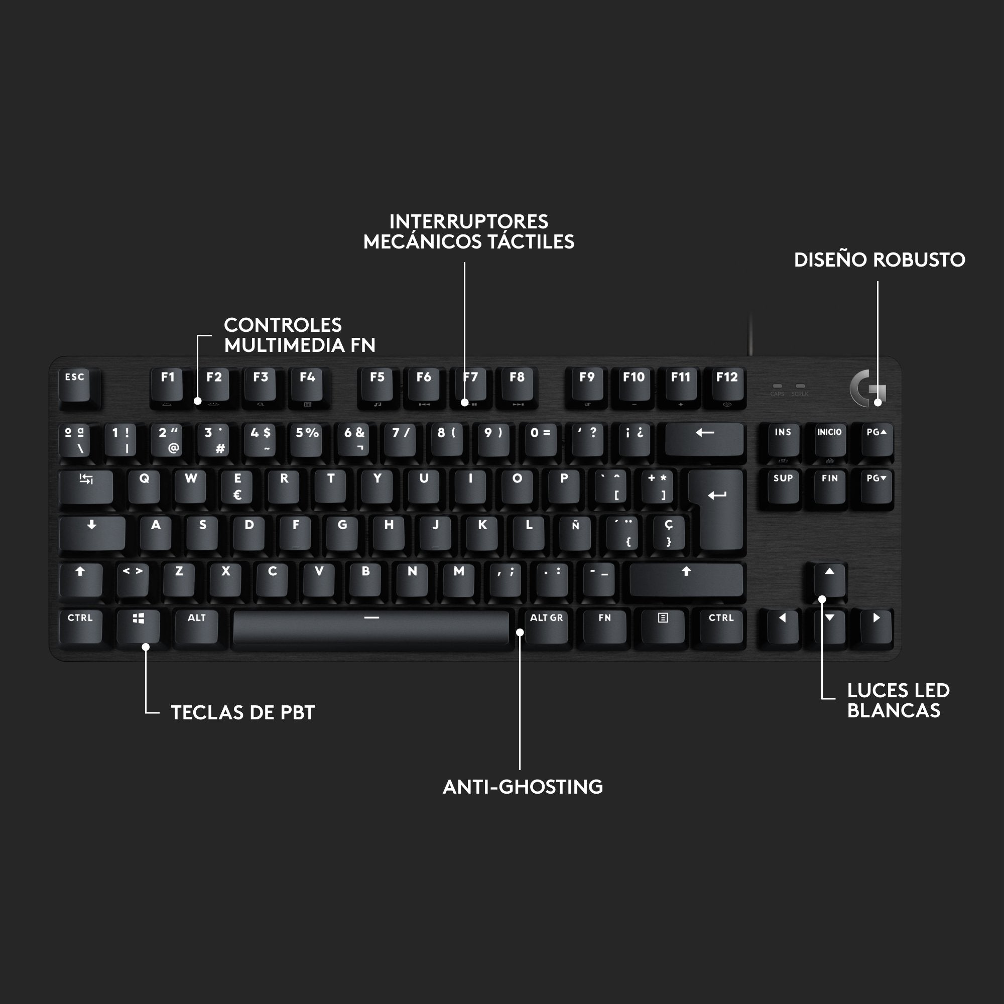 Teclado Español Logitech G G413 Tkl Se Usb Qwerty Negro