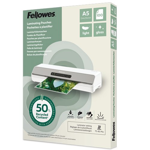 Fellowes Laminierfolie A5 Light Gloss 100er Pack
