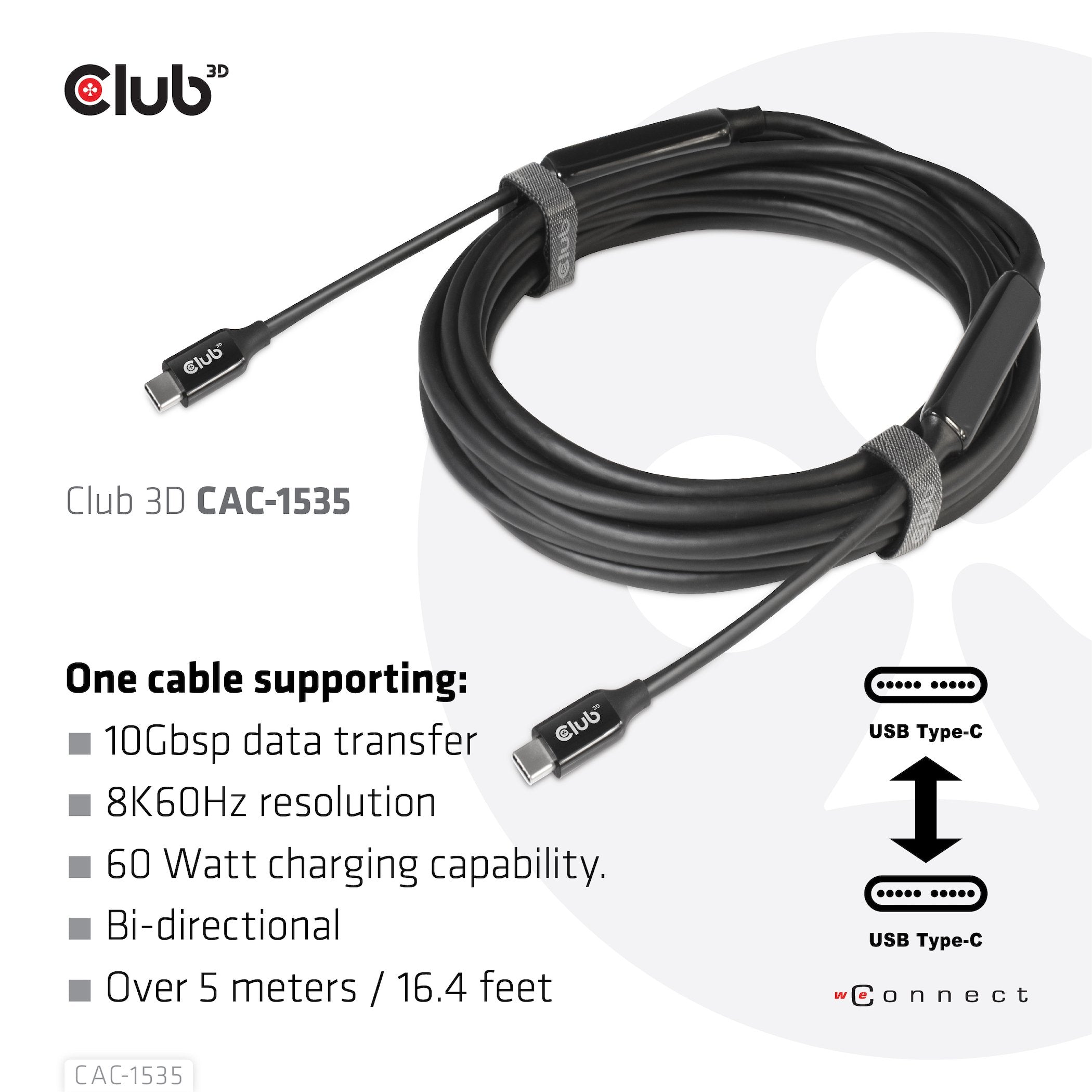 EAN 8719214471699 - CLUB3D CAC-1535 cable USB USB 3.2 Gen 2 (3.1 Gen 2) 5 m USB C Negro imagen 5
