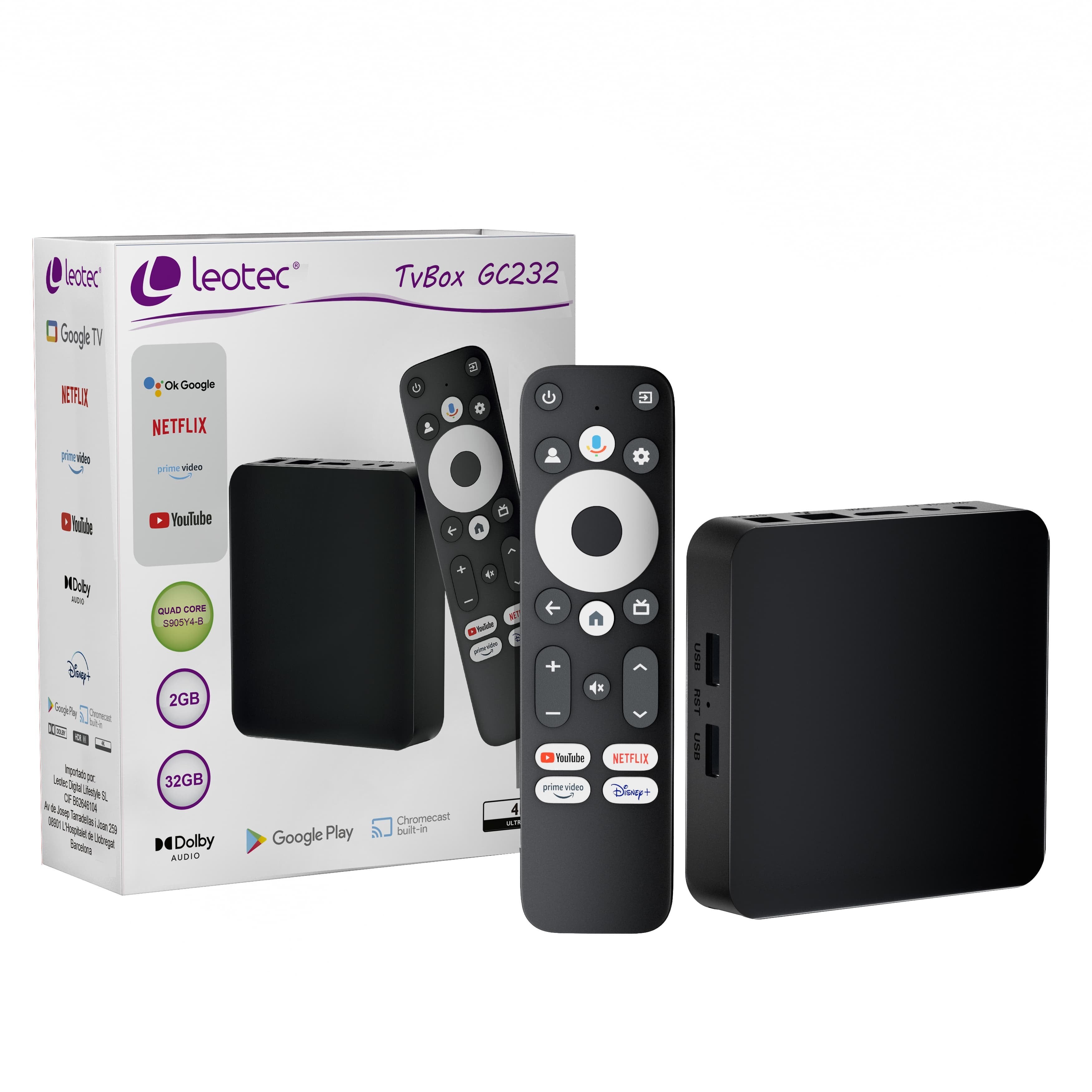 EAN 8436588883070 - Leotec LETVBOXGC06 convertidor de Smart TV Negro 4K Ultra HD 32 GB Wifi Ethernet imagen 3
