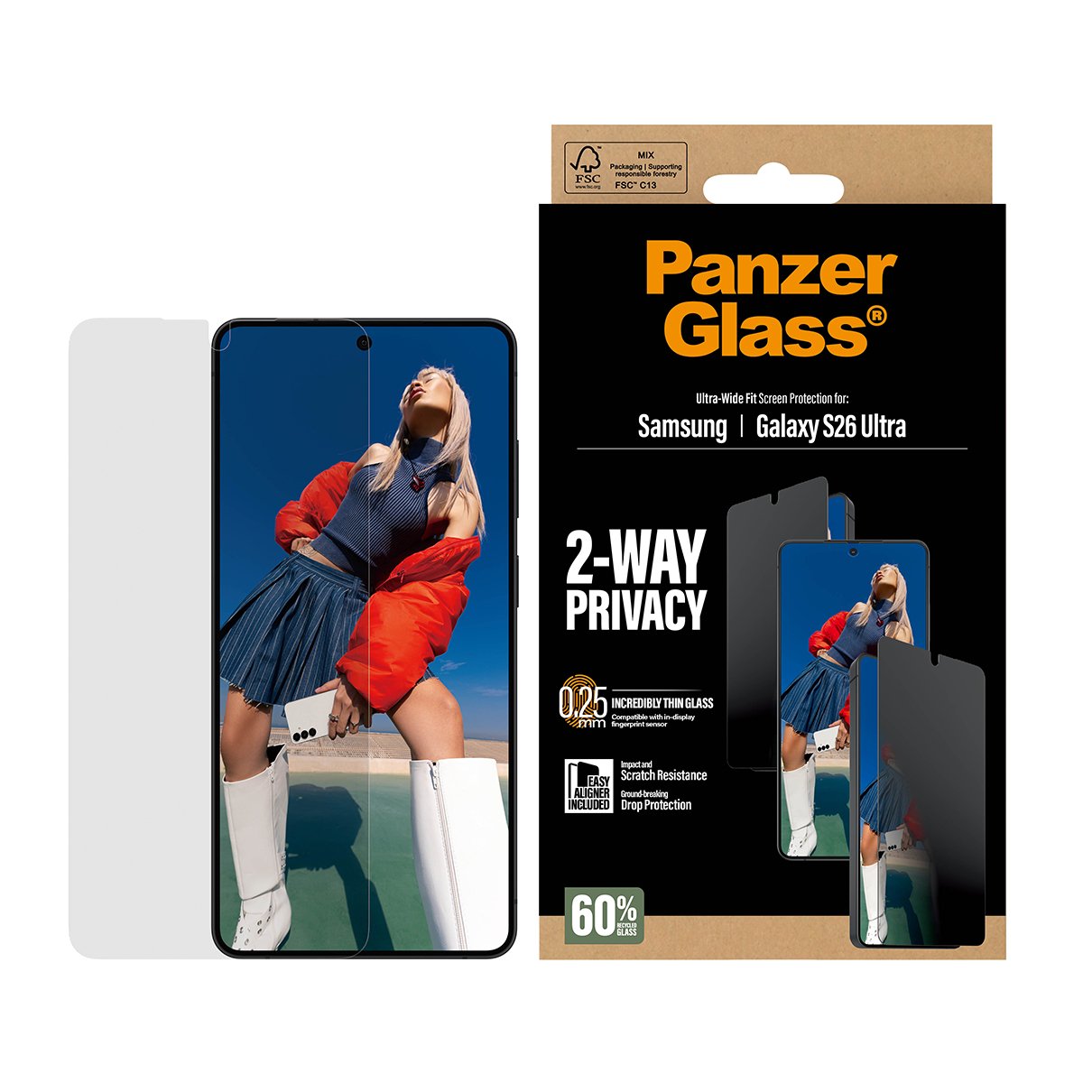 EAN 5715685033902 - PanzerGlass ® 2-Way Privacy Screen Protector Samsung Galaxy S26 Ultra | Ultra-Wide Fit w. EasyAligner Pro imagen 3