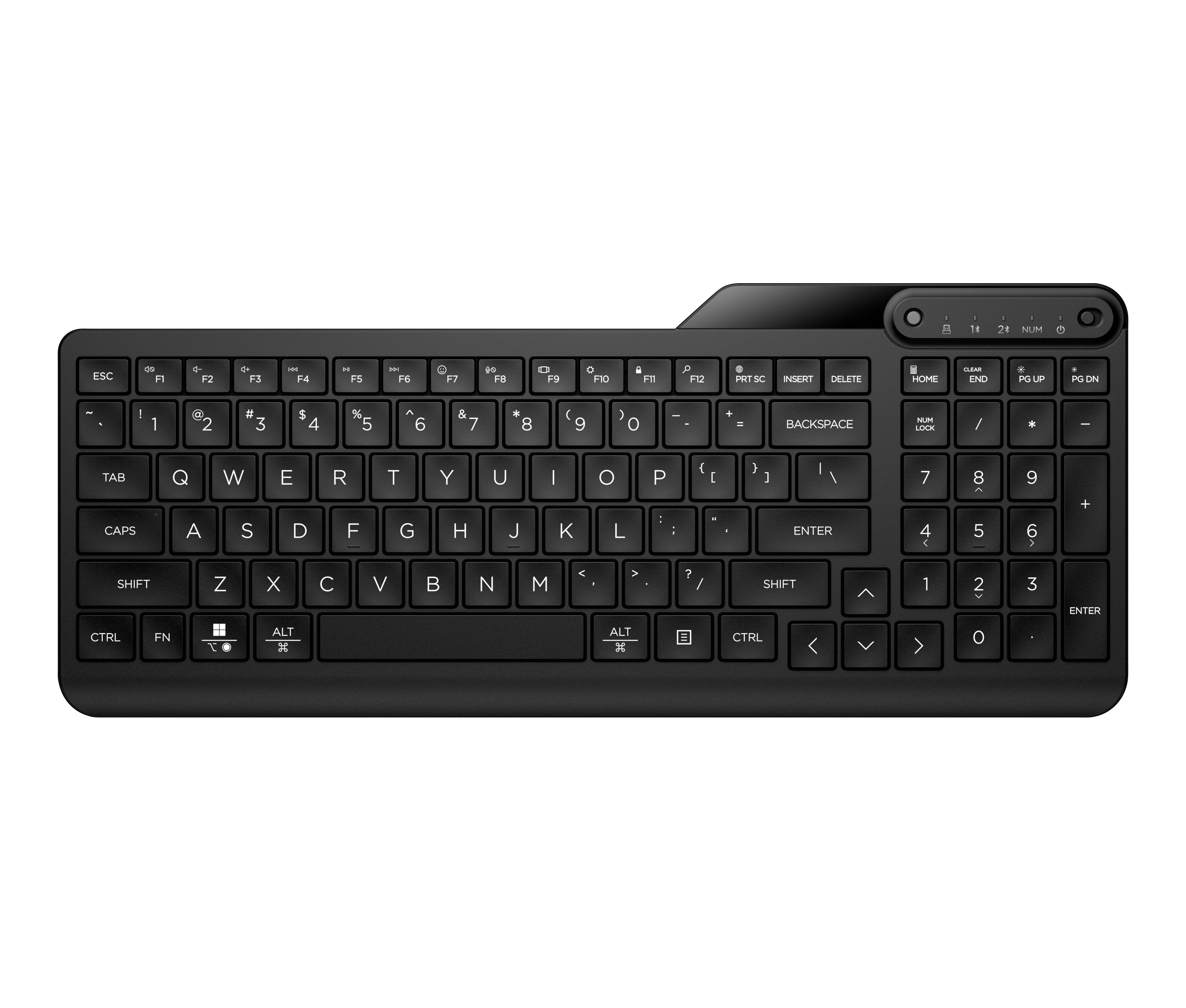 Teclado Español Hp 475 Modo Dual 12 Botones Programables Inalámbrico Bluetooth 5.3 Negro Azabache
