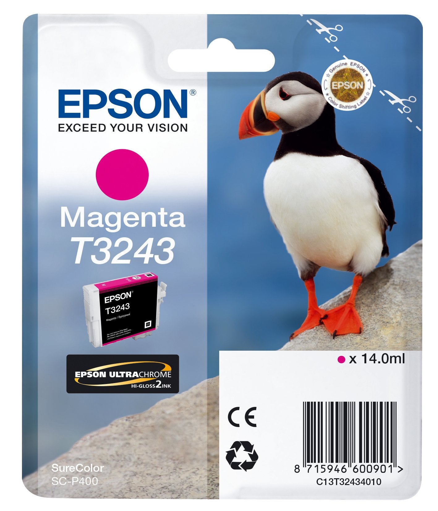 Tinta Original Epson T3243 Magenta , 14ml , Puffin , Para Surecolor Sc-P400