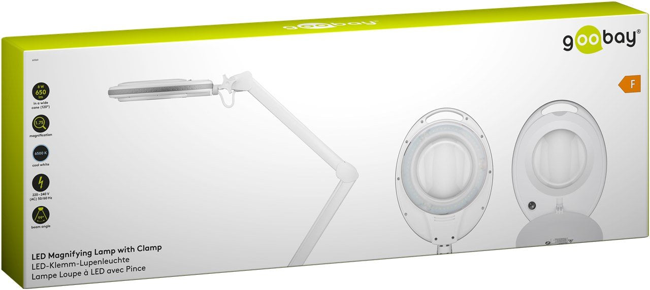 Lámpara De Aumento Con Lupa 8w 650lm 127mm Cristal 60led