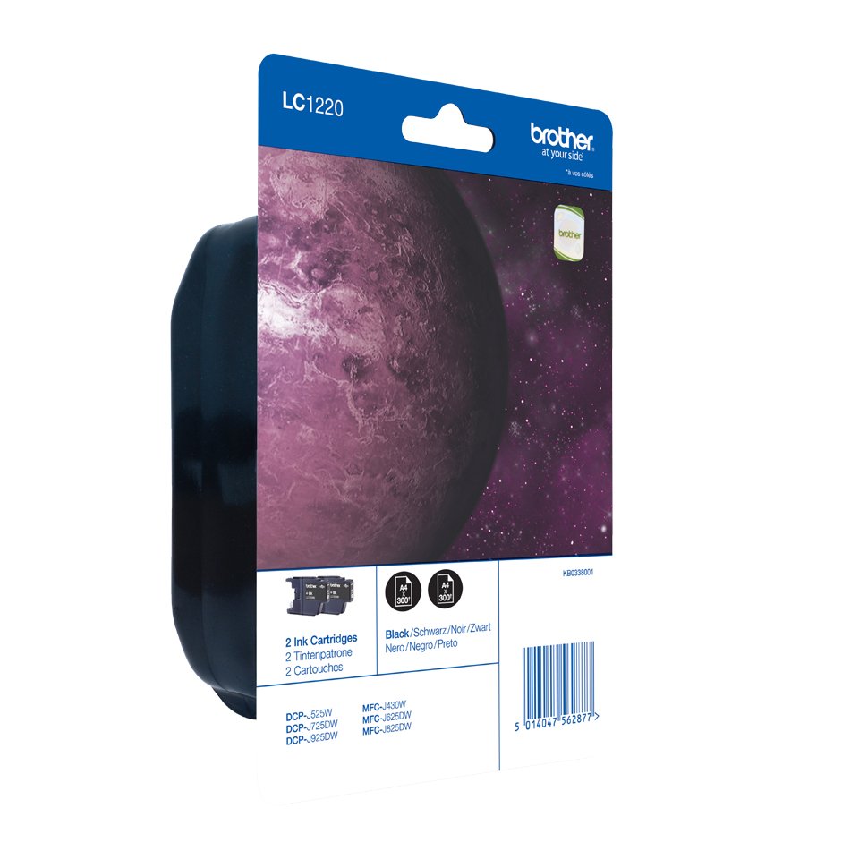 EAN 5014047562877 - Brother LC1220BKBP2 cartucho de tinta 2 pieza(s) Original Negro imagen 2