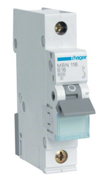 Hager Leitungsschutzschalter Mbn116 ** 1polig 6ka B-16a 1m