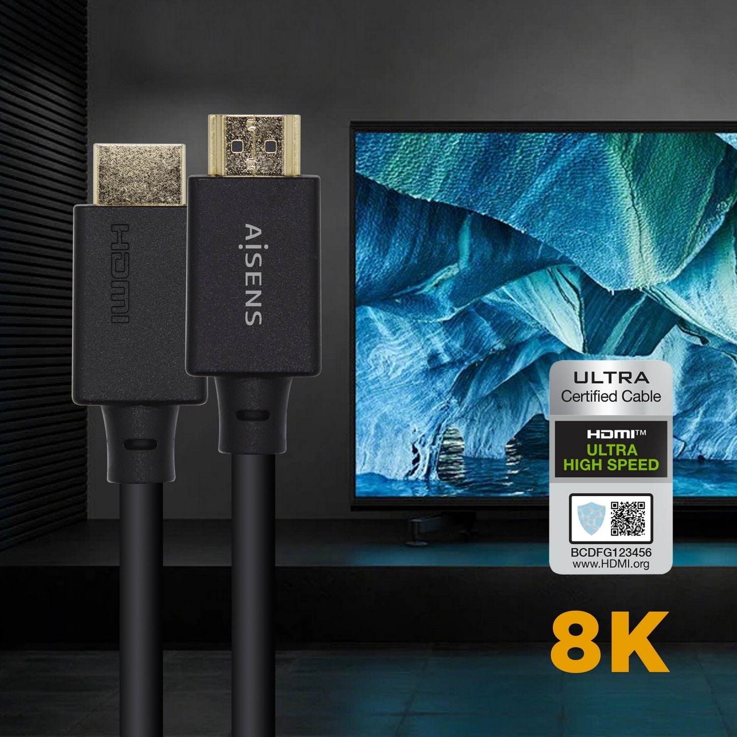 Aisens Cable Hdmi V2.1 Certificado Ultra Alta Velocidad 8k@60hz 48gbps - A/M-A/M - 2m - Negro