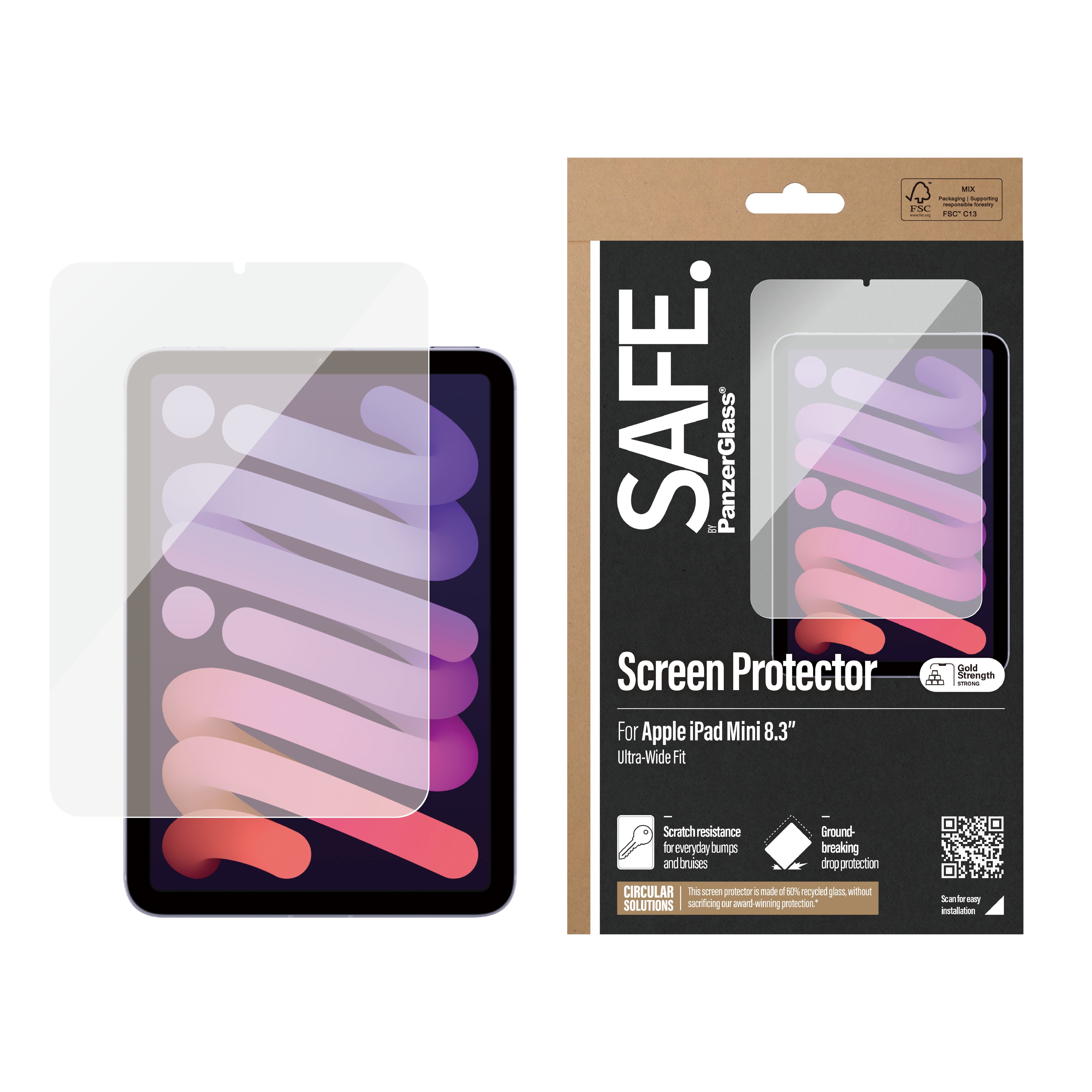 EAN 5715685001734 - PanzerGlass SAFE. by ® Screen Protector iPad Mini 8.3'' (2021, 2024) | Ultra-Wide Fit Protector de pantal imagen 2