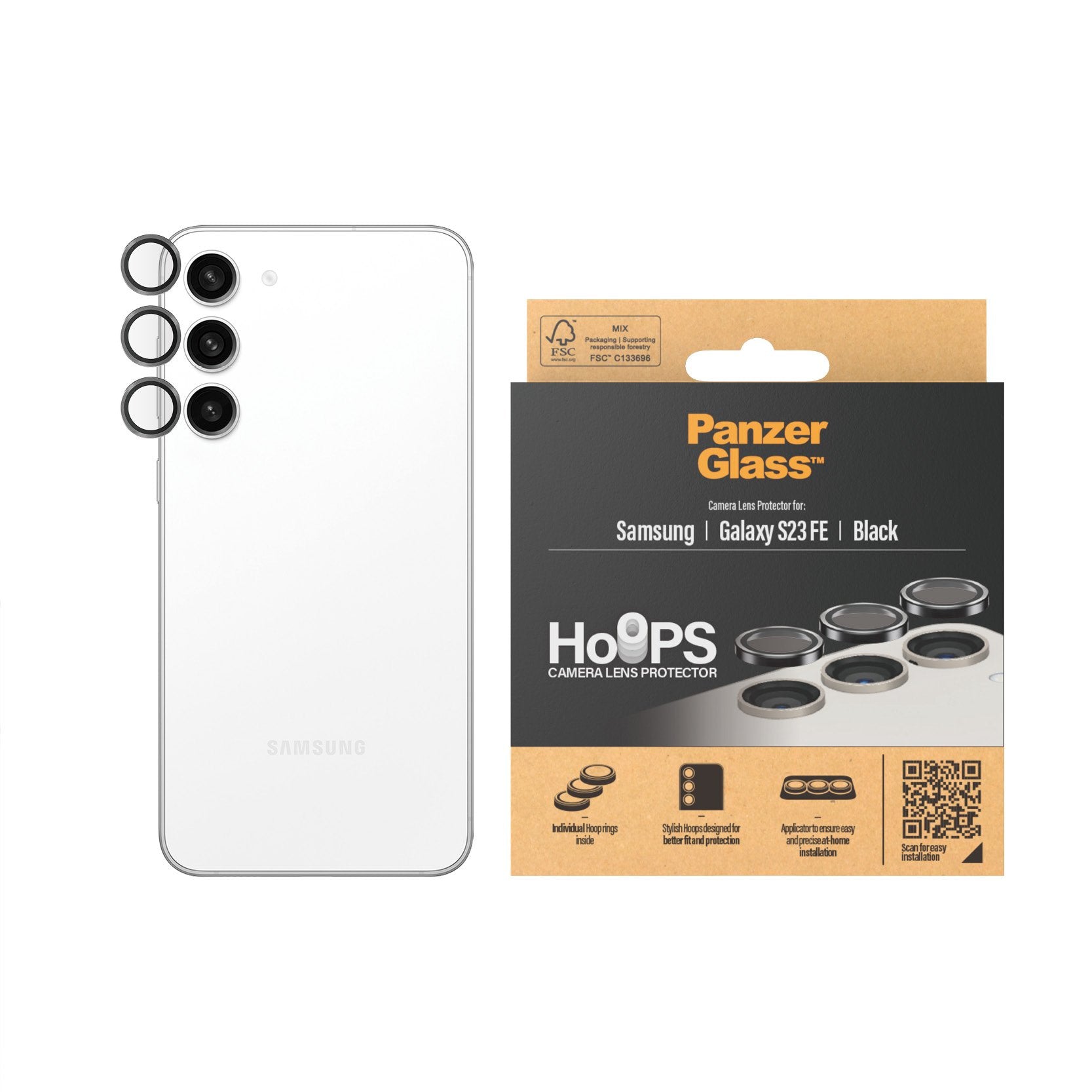 EAN 5711724004605 - PanzerGlass ® Hoops® Camera Lens Protector Black Samsung Galaxy S23 FE Protector de pantalla 1 pieza(s) imagen 2