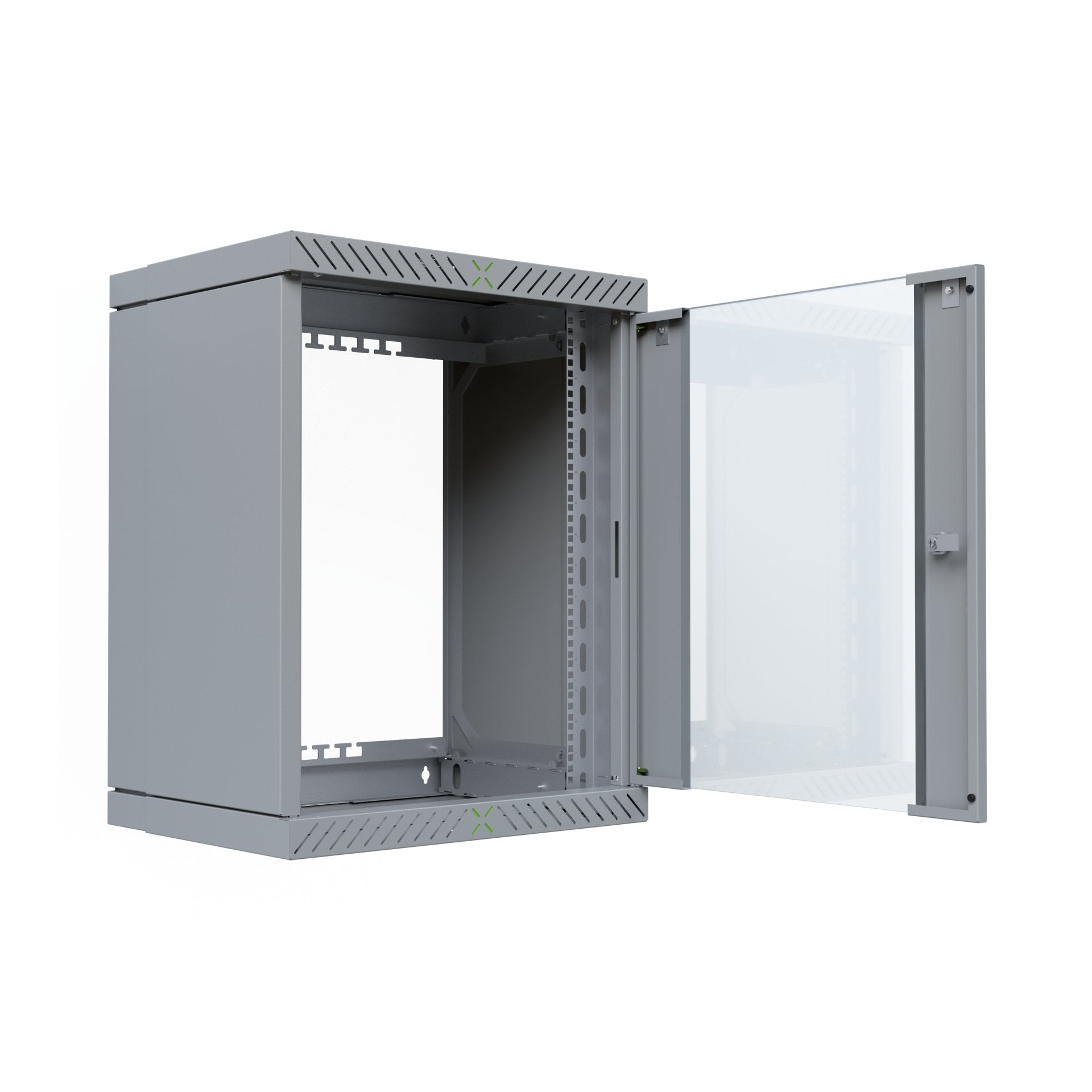 Armario De Pared X-Rack De 19" Con Puerta De Vidrio De 400-600 Mm, 15u, Color Gris.