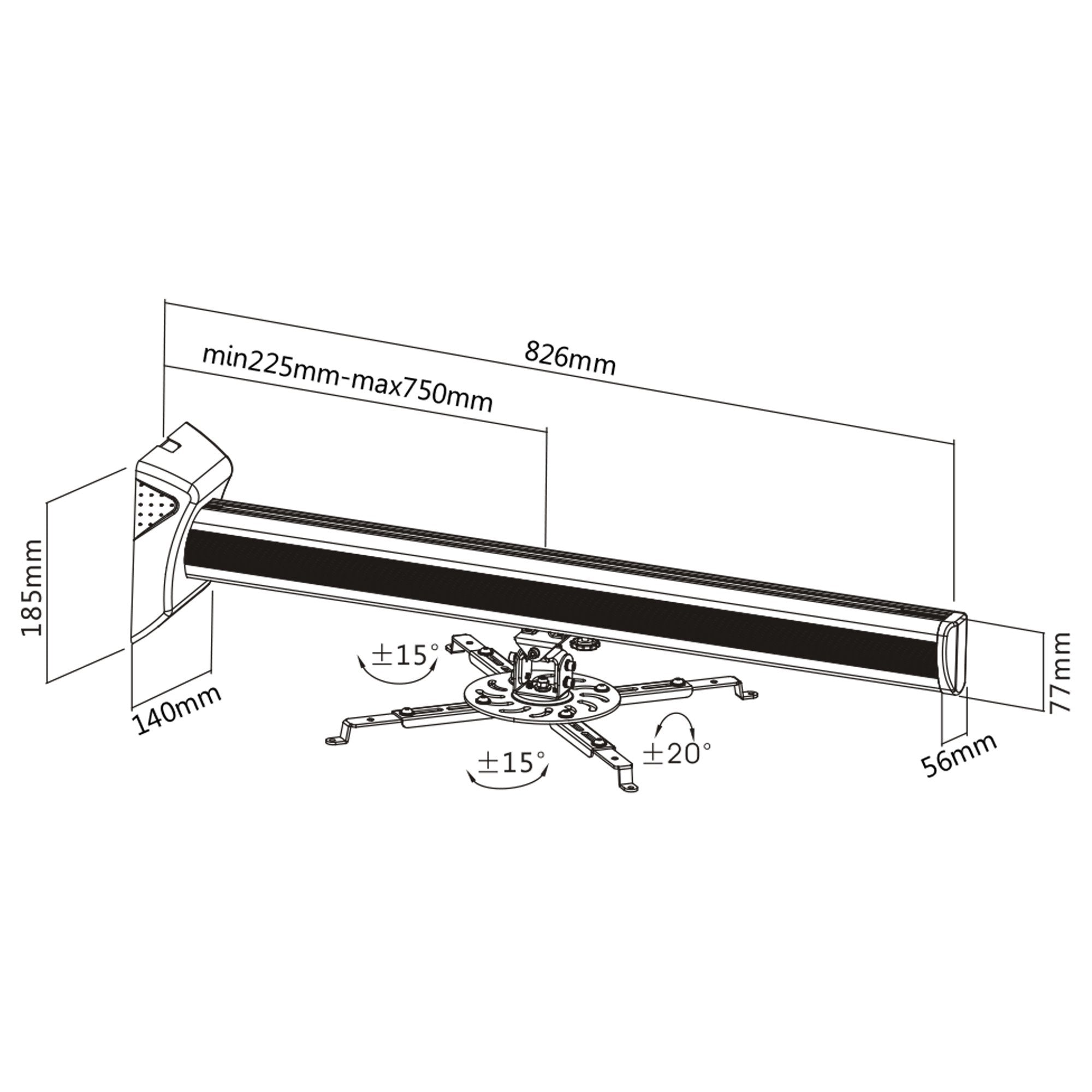 Soporte De Pared Inline Para Proyector, Máx. 16 Kg