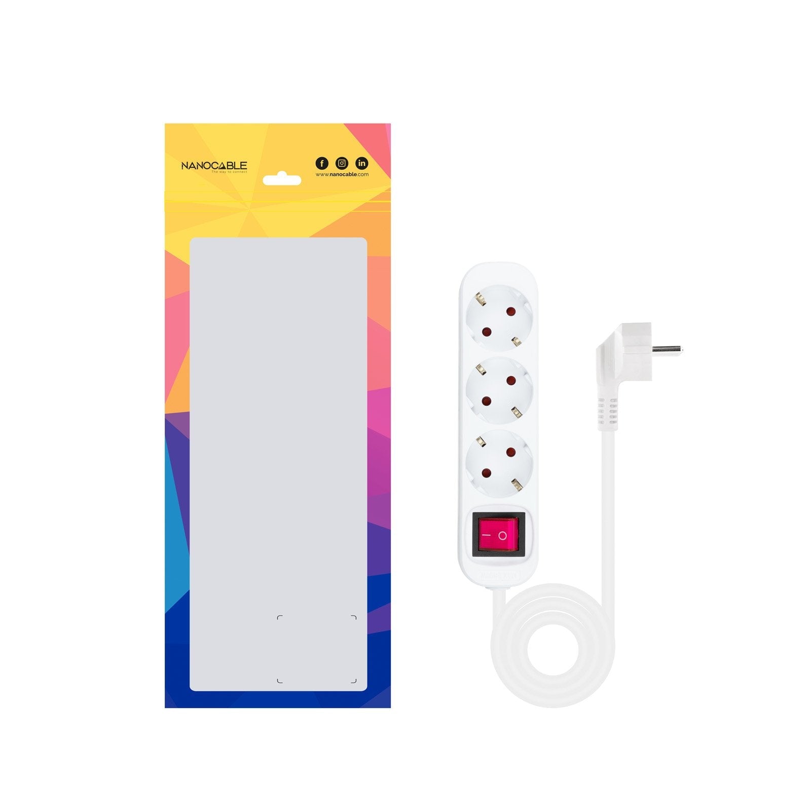 Nanocable Regleta 3 Tomas Interruptor 1.4m - Blanco