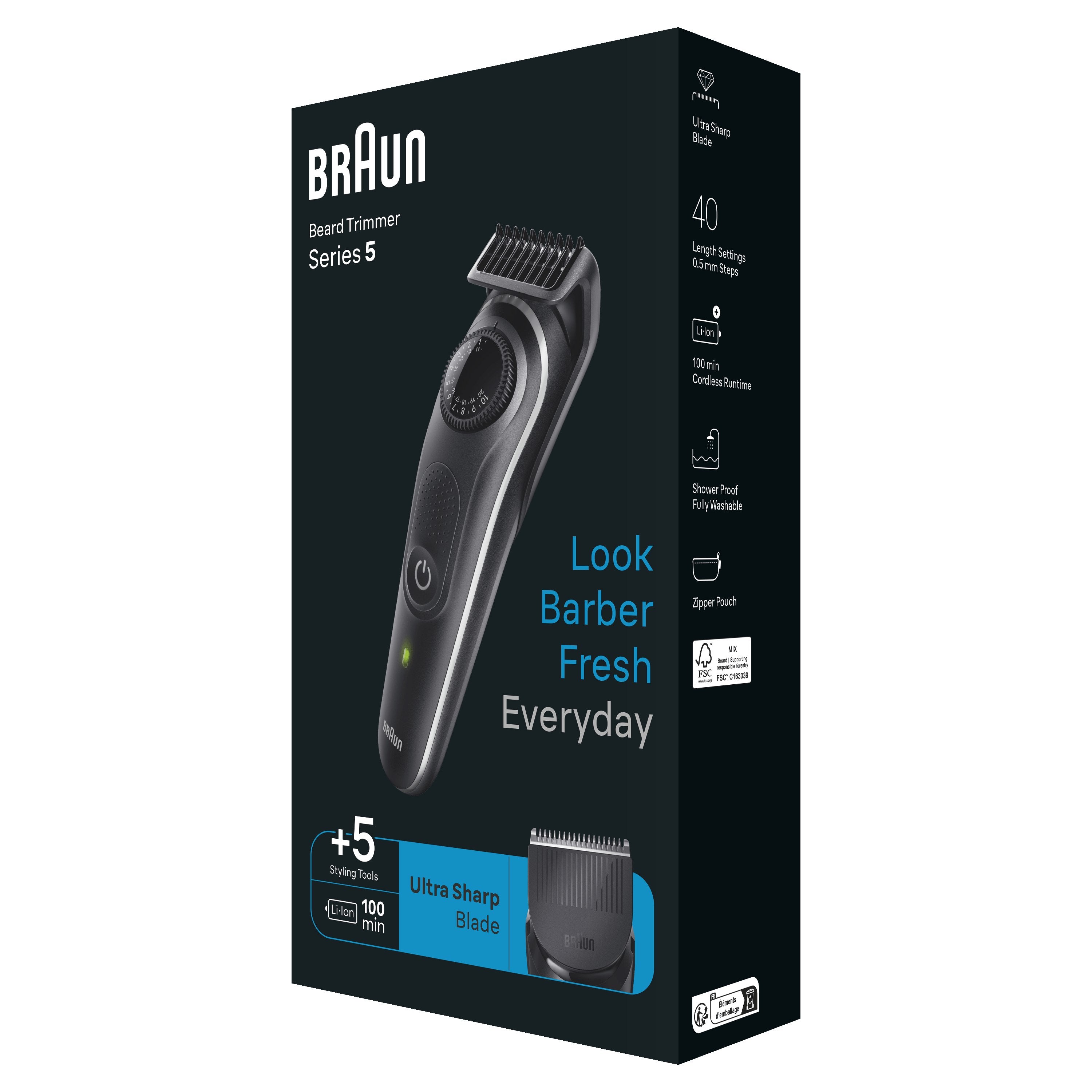 EAN 4210201448075 - Braun BeardTrimmer 5 80708197 depiladora para la barba Batería 40 2 cm Negro imagen 3
