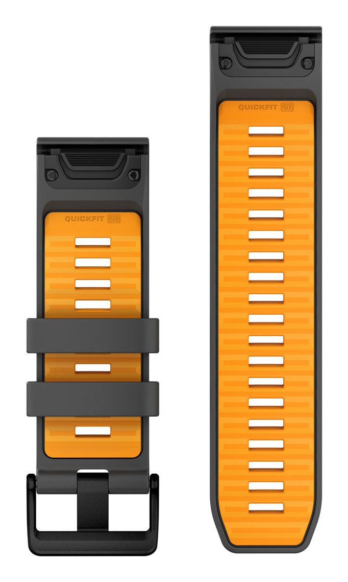 Garmin Ersatzarmband Quickfit 26mm Silikon Graphit Naranja