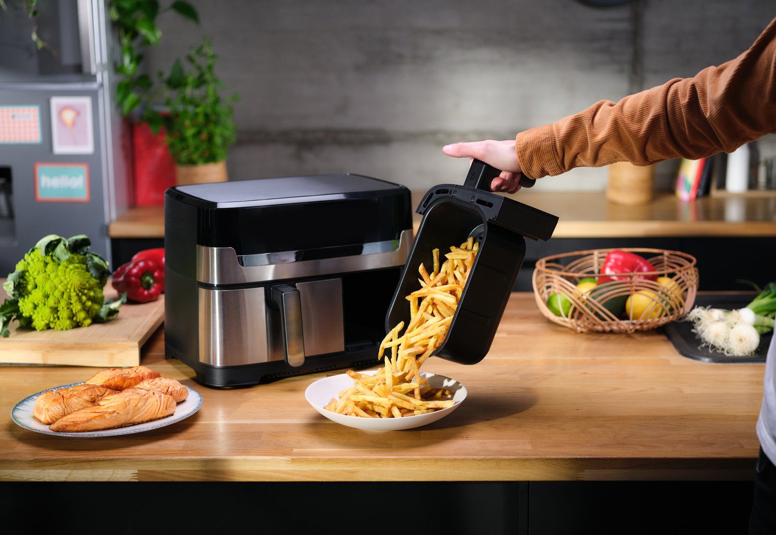 EAN 3045380024236 - Tefal Dual Easy Fry & Grill EY905D Doble 8,3 L Independiente 2700 W Freidora de aire caliente Acero inoxi imagen 5