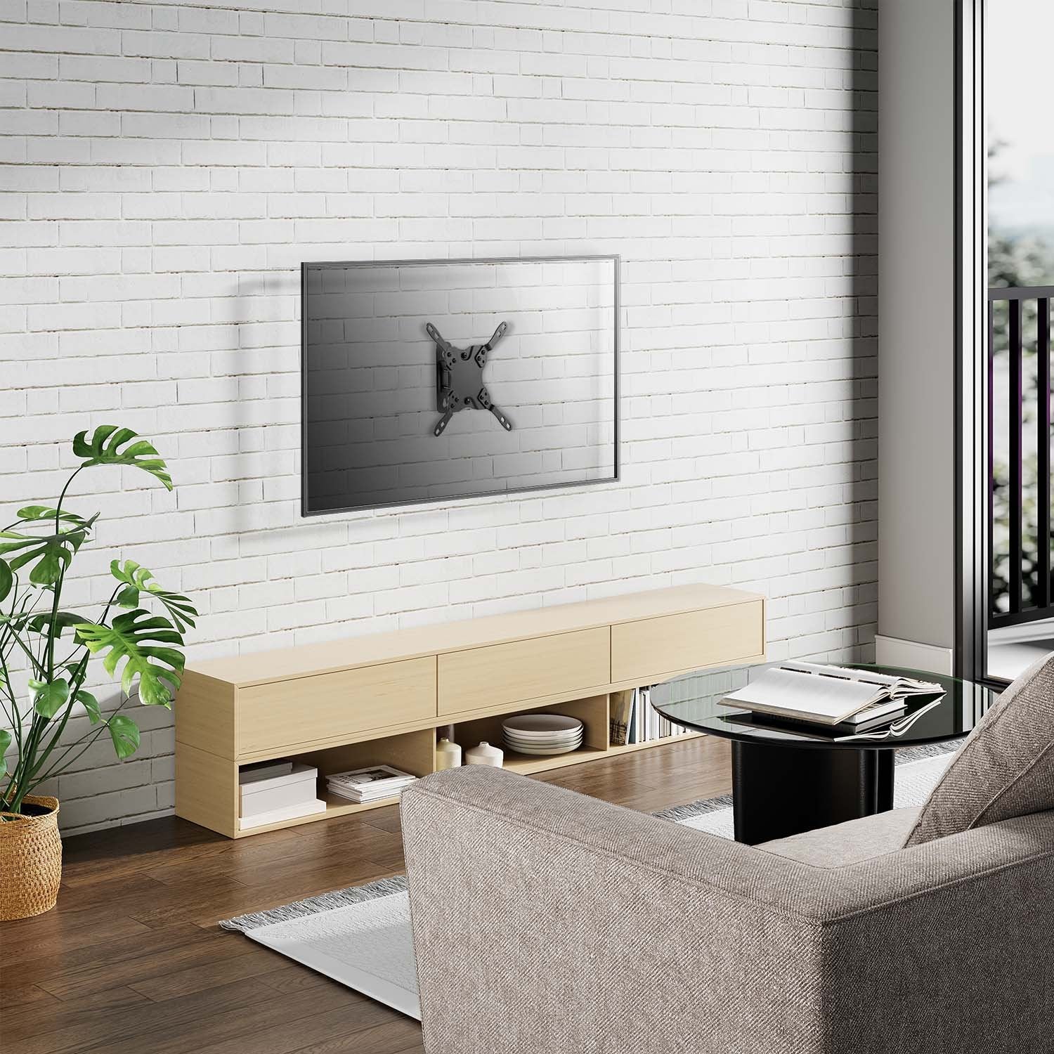 Aisens Soporte Eco Giratorio, Inclinable Y Nivelable Para Monitor/Tv 20kg (1 Pivote) De 13-42, Negro