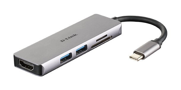 Hub Usb-Tipo C 5 En 1 D-Link Dub-M530 2*Usb 3.0 1*Usb Tipo-C 1*Hdmi Lector Tarjetas Sd/Microsd/Sdhc/Sdxc Plug And Play