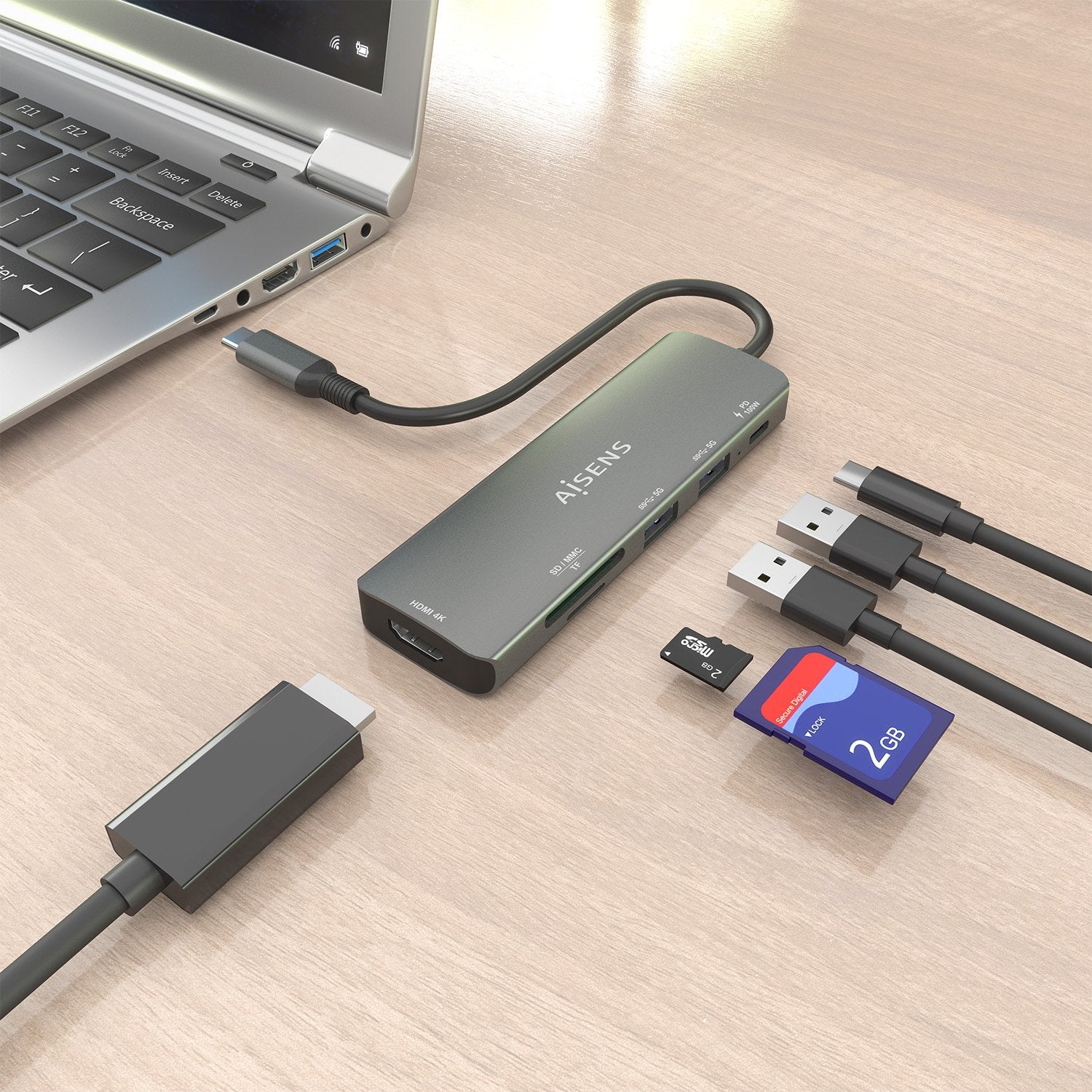 EAN 8435739903124 - AISENS ASUC-6P023-GR base para portátil y replicador de puertos Alámbrico USB 3.2 Gen 1 (3.1 Gen 1) Type- imagen 5