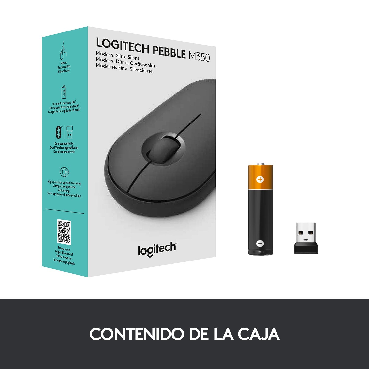 Ratón Inalámbrico Logitech Pebble M350 Grafito 910-005718