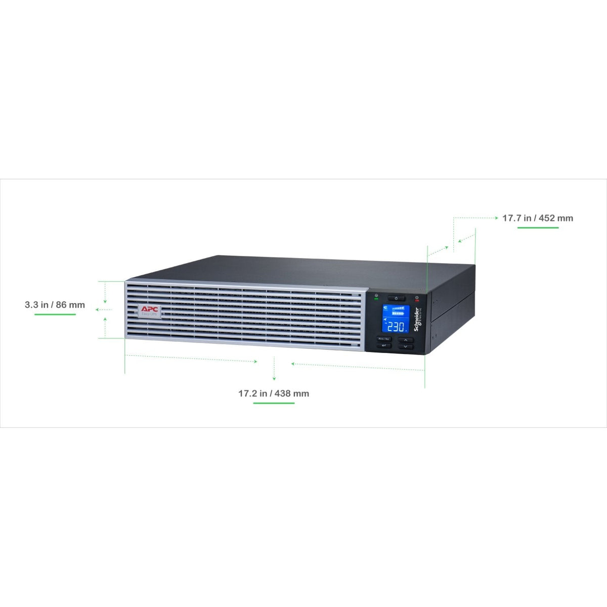 Apc Easy Ups On-Line - Usv (Rack - Montable) - Corriente Alterna 230 V - 900 Watt - 1000 Va - 1-Fásico - 1 X Batería - Lithium-Ionen - Rs-232, Usb - Conexiones De Salida: 6 - 2u - 48.3 Cm (19")