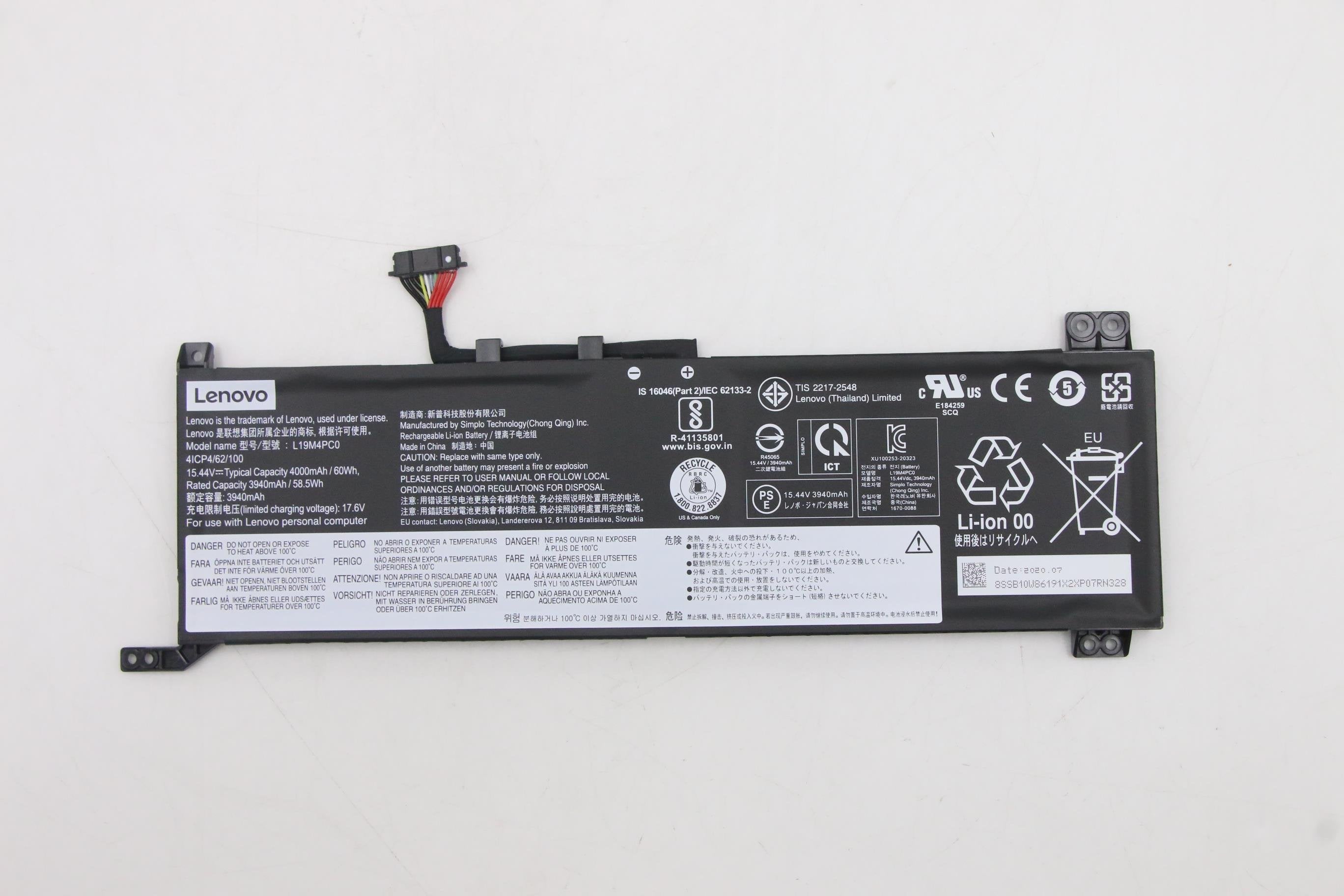 Sp/A L19m4pc0 15.44v60wh4cell - Warranty: 6m