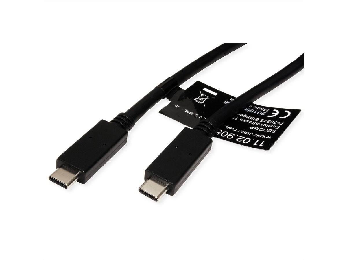 Roline Usb 3.2 Gen 2 Cable C-C St St 10gbit S Emark 100w Schwarz 0.5m