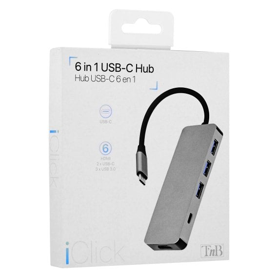 Tnb Iclick - Hub Usb-C (Tipo C) 6 En 1 - Gris Sideral