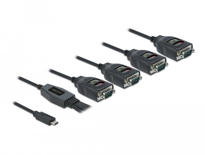 Delock Adapter Usb Type-C Zu 4 X Seriell Rs-232 Db9 Mit 15 Kv Esd Schutz