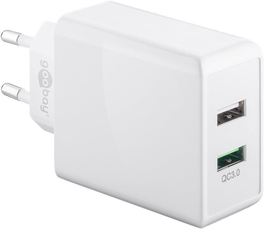 Goobay Cargador Rápido Dual Usb Qc3.0 28w Blanco 44957