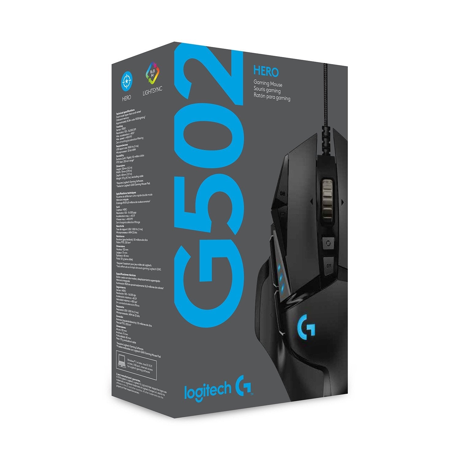 EAN 5099206080270 - Logitech G 910-005471 ratón Juego mano derecha USB tipo A Óptico 25600 DPI imagen 9