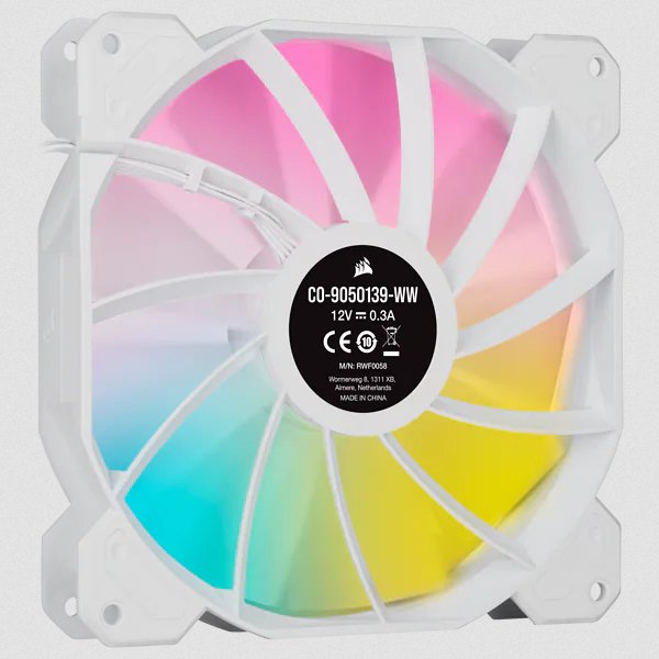 Ventilador Led Corsair Sp140 Rgb Elite Blanco De 140 Mm Rgb Con Paquete Doble Airguide