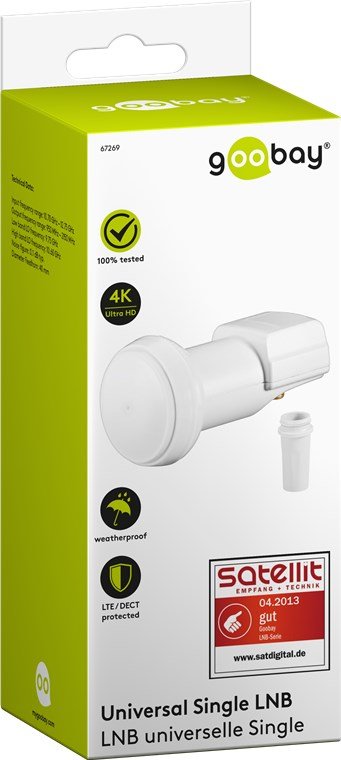 Goobay Sat Universal Single 0.1db Convertidor Low Noise Block (Lnb) 10,6 - 12,75 Ghz Blanco