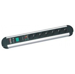 Regleta Bachmann Primo Alu 6 Tomas, Negro, 2,0 M, Con Interruptor