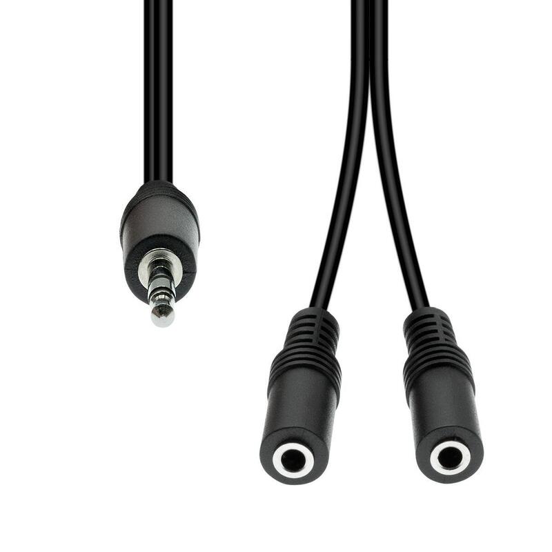 3-Pin To 2x 2-Pin Cable M-F Black 20cm