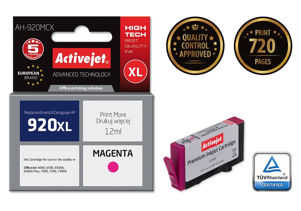 EAN 5901452158866 - Activejet AH-920MCX cartucho de tinta 1 pieza(s) Compatible Alto rendimiento (XL) Magenta imagen 1