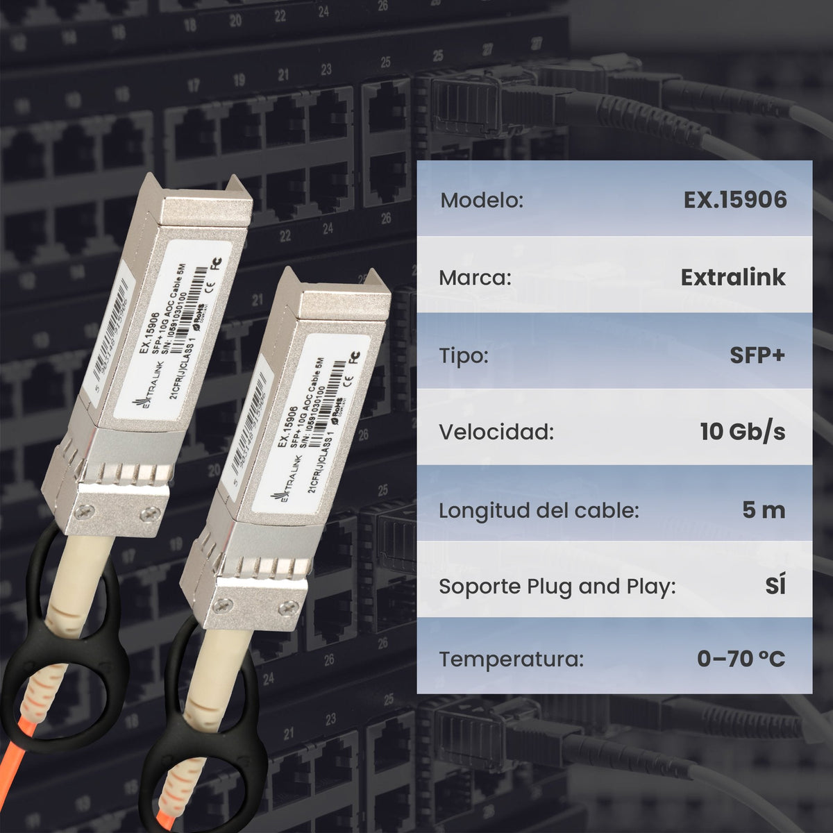 Extralink Sfp+Aoc Cable 10g 5m