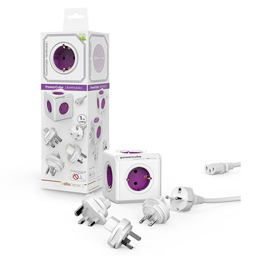 EAN 8718444083399 - Allocacoc PowerCube ReWirable base múltiple 1 m 5 salidas AC Púrpura, Blanco imagen 2