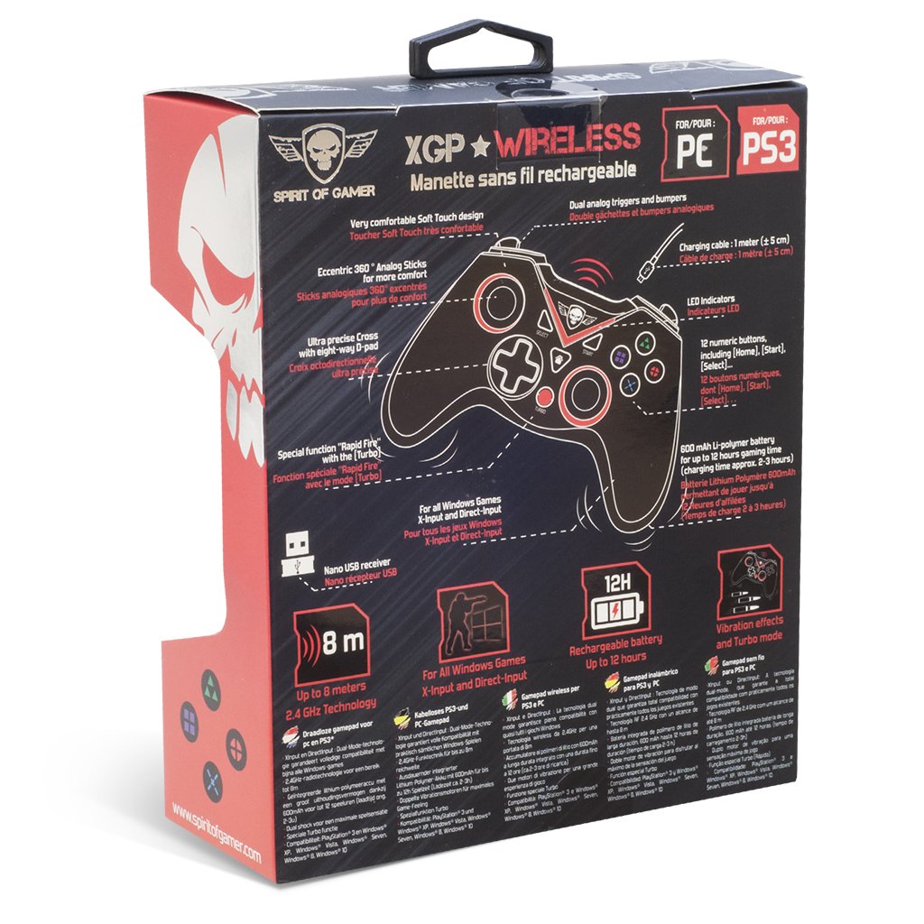 Spirit Of Gamer Gamepad Xgp Player Wireless 12 Botones Vibracion Compatible Pc/Ps3 Inalambrico 2.4 Ghz BateraA 600mah